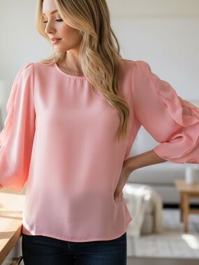 NWT Women's Ruffle Sleeve Top Blouse